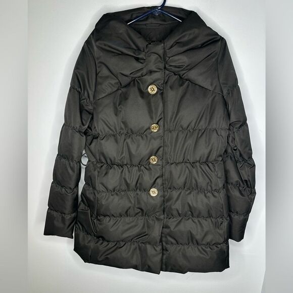 $698 Kate Spade New York Becky Puffer Bow Coat Jacket Black size M - Picture 1 of 4